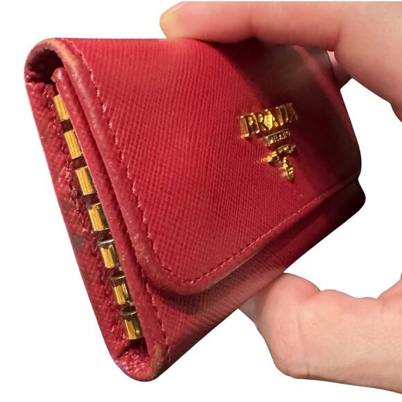 Auth Prada Red Saffiano Leather Key Holder Case 6 Ring - Picture 14 of 15